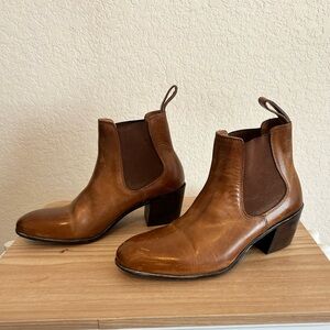 John Fluevog Brown Leather Ankle Booties Size 5.5